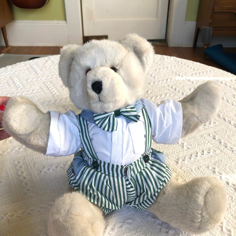 VTG 90s Mango Teddy Bear Co. "Nick" Peek-a-Boo Plush 14" Jointed Bow Tie Rare